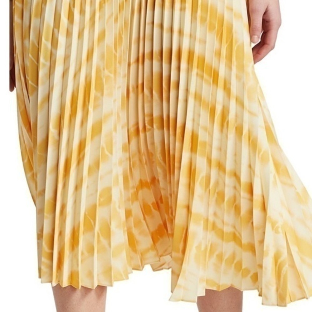 PROENZA SCHOULER White Label Yellow Printed Pleated Tie Dye Skirt - Picture 8 of 15